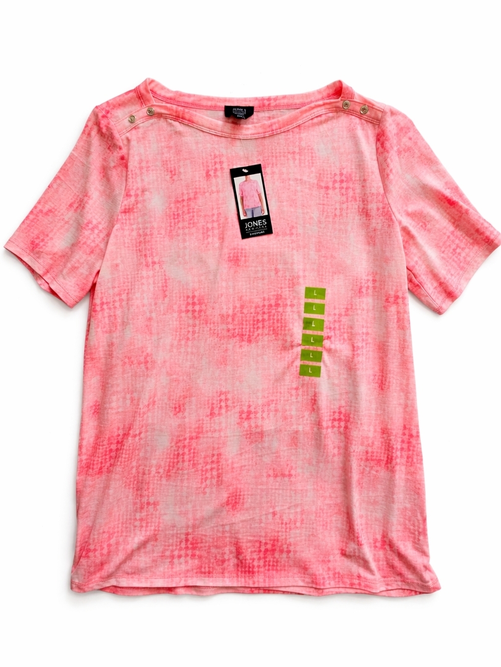 Jones New York Pink Tie-Dye‎ Short Sleeve Top